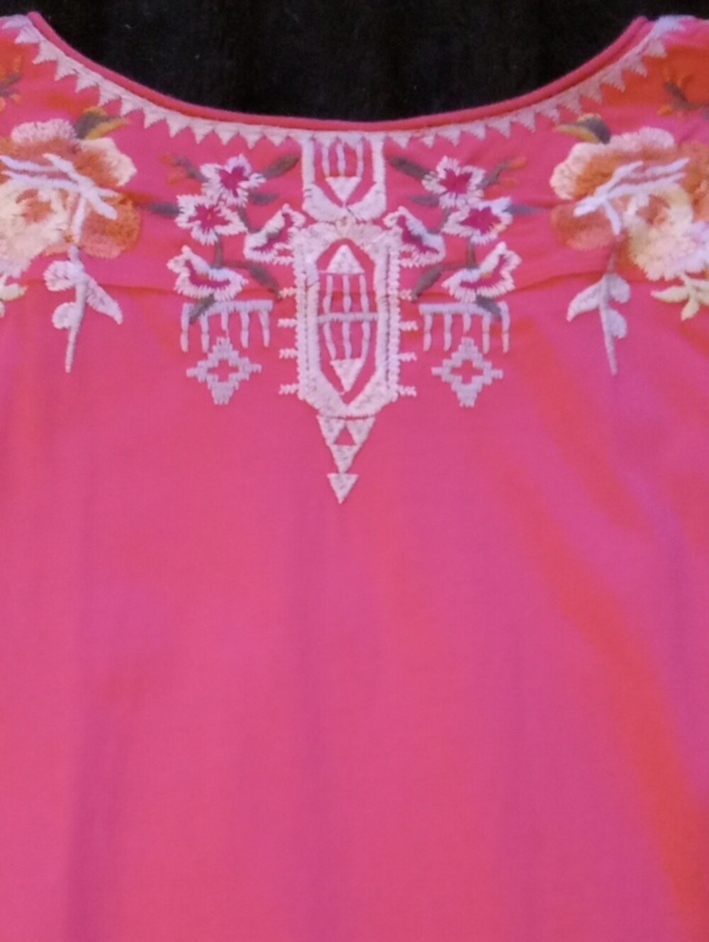 Johnny Was, Coral Boho, Peasant Style, Floral Embroidered V-Neck Tunic, Size M - Picture 7 of 13